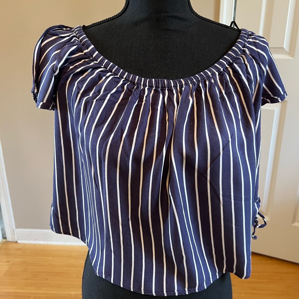 Striped Navy Blue Women's Top